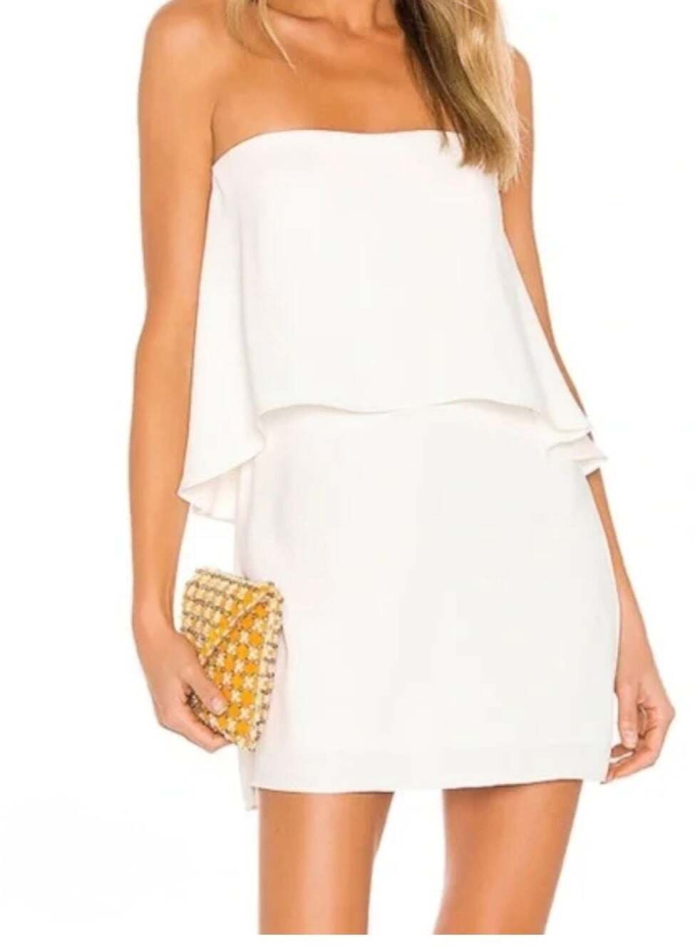 Amanda Uprichard White Strapless Layered Mini Dress Size S